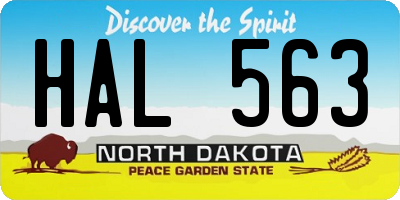 ND license plate HAL563