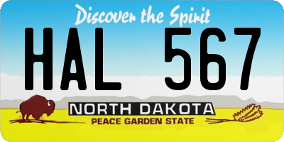 ND license plate HAL567