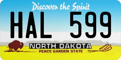 ND license plate HAL599