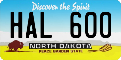 ND license plate HAL600