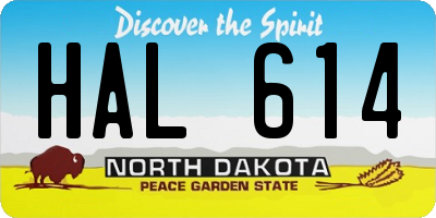 ND license plate HAL614