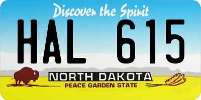 ND license plate HAL615