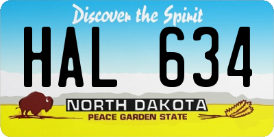 ND license plate HAL634