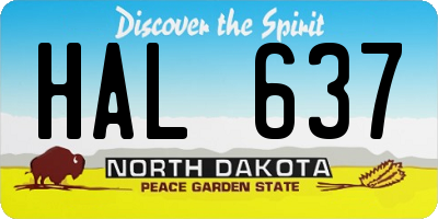 ND license plate HAL637