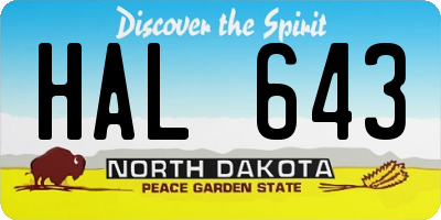 ND license plate HAL643