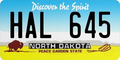 ND license plate HAL645