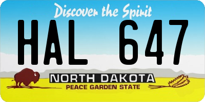 ND license plate HAL647