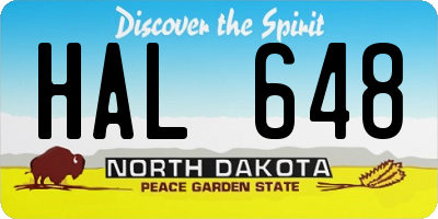 ND license plate HAL648