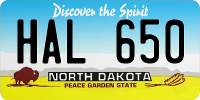 ND license plate HAL650