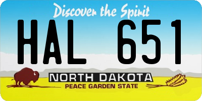 ND license plate HAL651