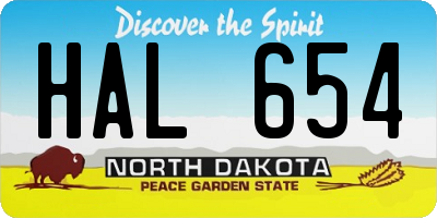 ND license plate HAL654