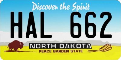 ND license plate HAL662