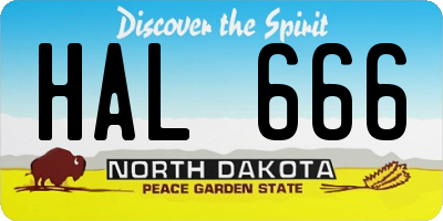 ND license plate HAL666