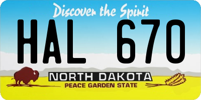 ND license plate HAL670