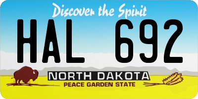 ND license plate HAL692