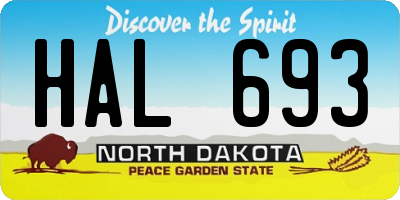 ND license plate HAL693