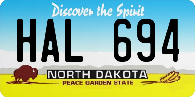 ND license plate HAL694