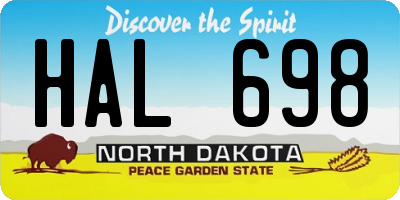 ND license plate HAL698