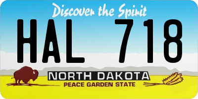 ND license plate HAL718