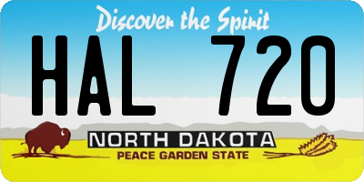 ND license plate HAL720