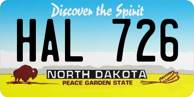 ND license plate HAL726