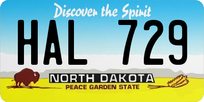 ND license plate HAL729