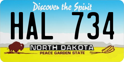 ND license plate HAL734