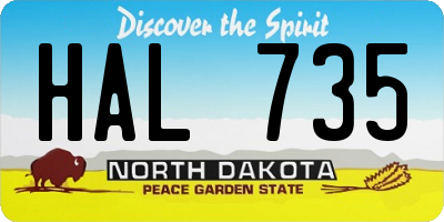 ND license plate HAL735