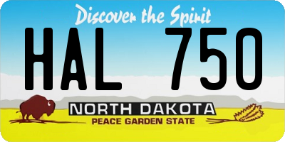 ND license plate HAL750