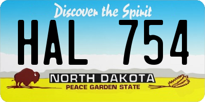 ND license plate HAL754