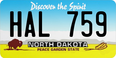 ND license plate HAL759