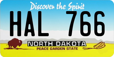 ND license plate HAL766