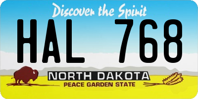 ND license plate HAL768