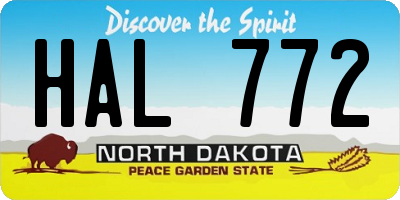 ND license plate HAL772