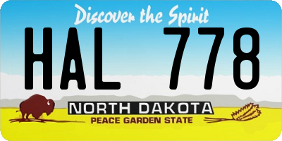 ND license plate HAL778