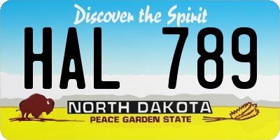 ND license plate HAL789