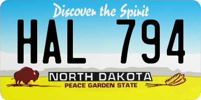 ND license plate HAL794