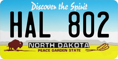 ND license plate HAL802