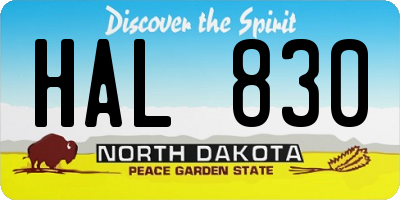 ND license plate HAL830