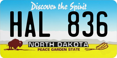 ND license plate HAL836