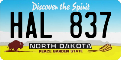 ND license plate HAL837