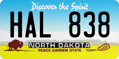 ND license plate HAL838