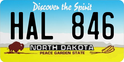 ND license plate HAL846