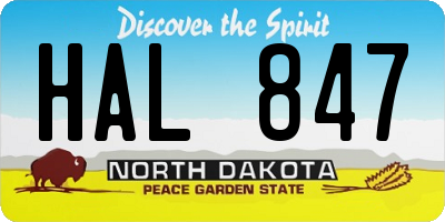 ND license plate HAL847