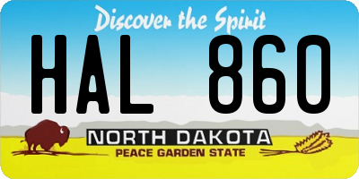 ND license plate HAL860