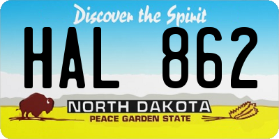 ND license plate HAL862