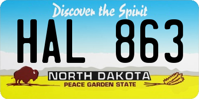 ND license plate HAL863