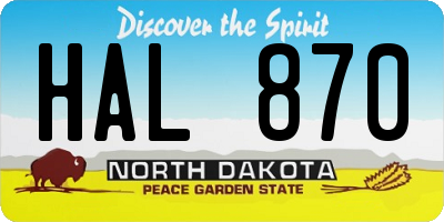 ND license plate HAL870