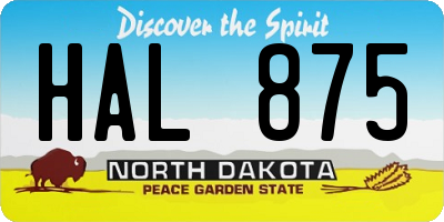 ND license plate HAL875