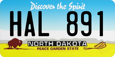 ND license plate HAL891